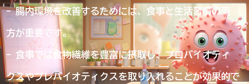 腸内環境を改善するための食事と生活習慣のポイントの要点まとめ