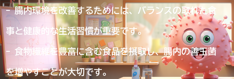腸内環境改善のための食事と生活習慣のポイントの要点まとめ
