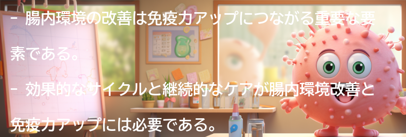 腸内環境改善と免疫力アップの効果的なサイクルと継続的なケアの重要性の要点まとめ