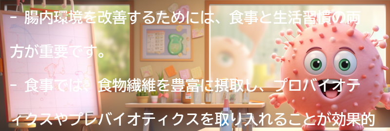 腸内環境改善のための食事と生活習慣のポイントの要点まとめ