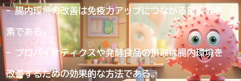 免疫力アップのための腸内環境改善の実践方法の要点まとめ