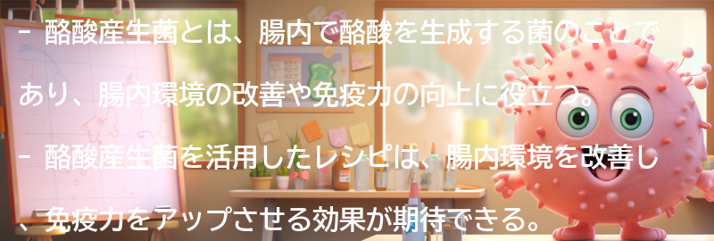 酪酸産生菌を活用したレシピの提案の要点まとめ