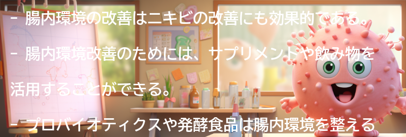 腸内環境改善のためのサプリメントや飲み物の紹介の要点まとめ