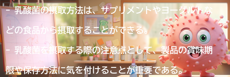 乳酸菌を摂取する方法と注意点の要点まとめ