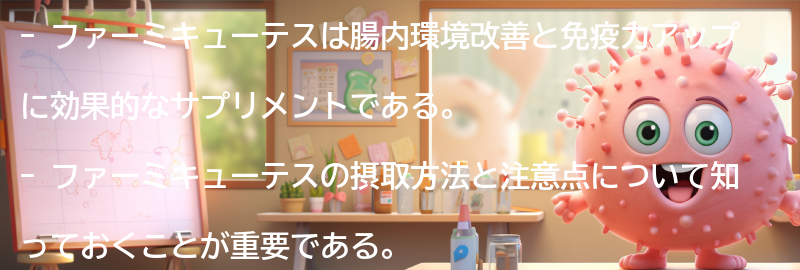 ファーミキューテスを摂取する方法と注意点の要点まとめ