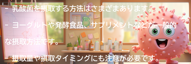 乳酸菌を摂取する方法の要点まとめ