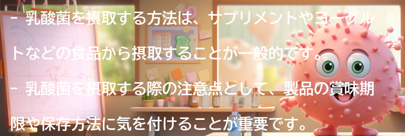 乳酸菌を摂取する方法と注意点の要点まとめ