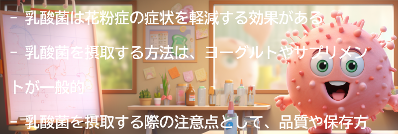 乳酸菌を摂取する方法と注意点の要点まとめ
