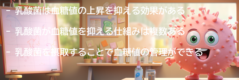 乳酸菌が血糖値の上昇を抑える仕組みの要点まとめ